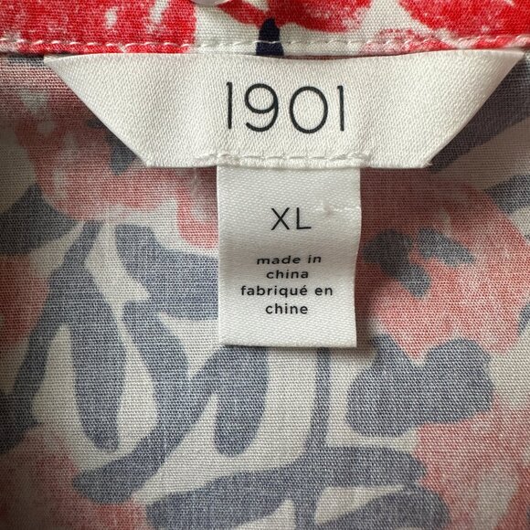 NWT 1901 Women Red & Blue Floral Shirt Dress Fit & Flare in Women's X-Large - Picture 3 of 12
